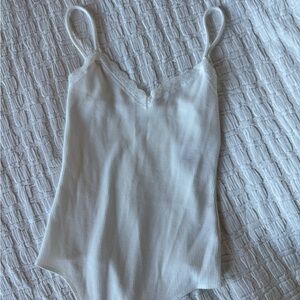 AE Lace Trim Bodysuit White